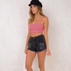 AFENDS High waisted Black Denim Shorts - LIKE NEW